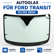 Laden Sie das Bild in den Galerie-Viewer, Windschutzscheibe für FORD TRANSIT H1/H2 ab 2024 – Kamera + Beheizbar + 2x Sensor Vorbereitung